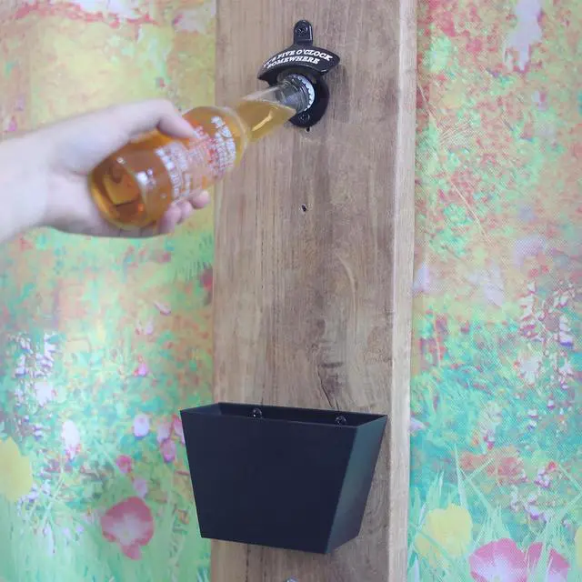 Alt view image 3 of 5 - Rustproof Wall Mounted Bottle Opener Black with White, Stainless It's Five O'Clock Somewhere Beer Bottle Cap Opener Cooler Mounted for Party Kitchen
