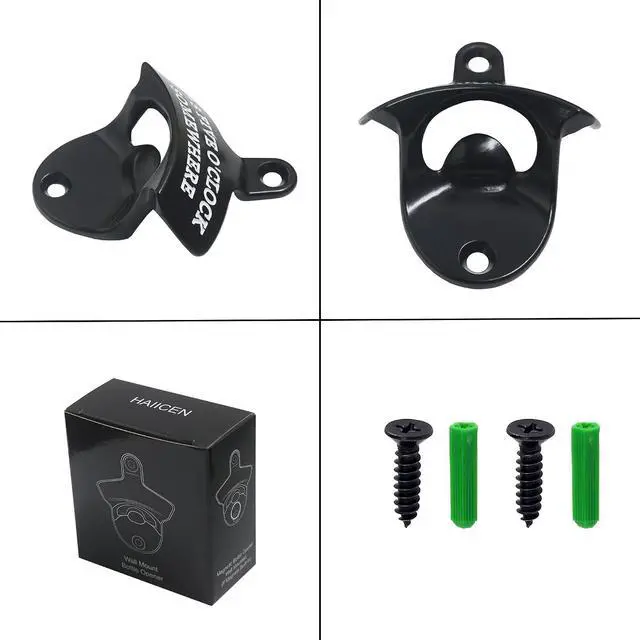 Alt view image 4 of 5 - Rustproof Wall Mounted Bottle Opener Black with White, Stainless It's Five O'Clock Somewhere Beer Bottle Cap Opener Cooler Mounted for Party Kitchen