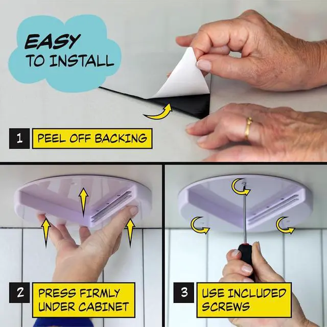 Alt view image 6 of 7 - Houseify Popdatjar Under Cabinet Jar Opener, Stainless Steel | V-grip design, strong teeth, doubles for bottles & vacuum-sealed lids, adhesive or screw mount, white