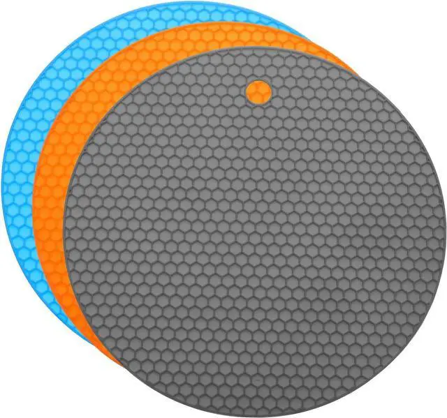 Main image of uxcell 3pcs Silicone Jar Opener Pads 7" Non-Slip Coasters Orange/Blue/Gray | Jar Grippers Pad,Multipurpose Round Bottle Lid Can Opener for Weak Hands Seniors