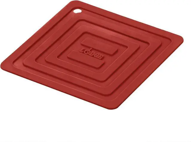 Main image of Lodge Red Square Silicone Pot Holder, Heat Protection | Square Silicone Pot Holder with Heat Protection up to 250°F, Stain-Resistant Silicone for Safe Handling of Hot Cookware