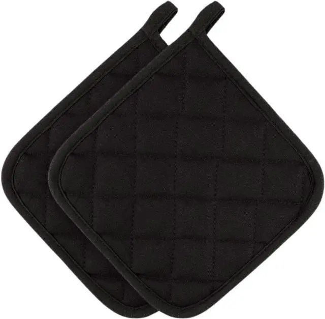 Main image of Thermo Heat-Resistant Pot Holders (2 Pieces) - Superior Protection, Stylish Design | 482°F Heat Resistance, Non-Flammable Fabric-Versatile (Black)