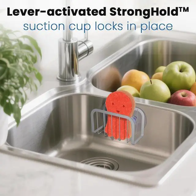 Alt view image 3 of 5 - HLOOL Sponge Holder for Kitchen Sink, Kitchen Sponge Holder, Sink Caddy for Sponges, Scrubbers, Soap(Silver)