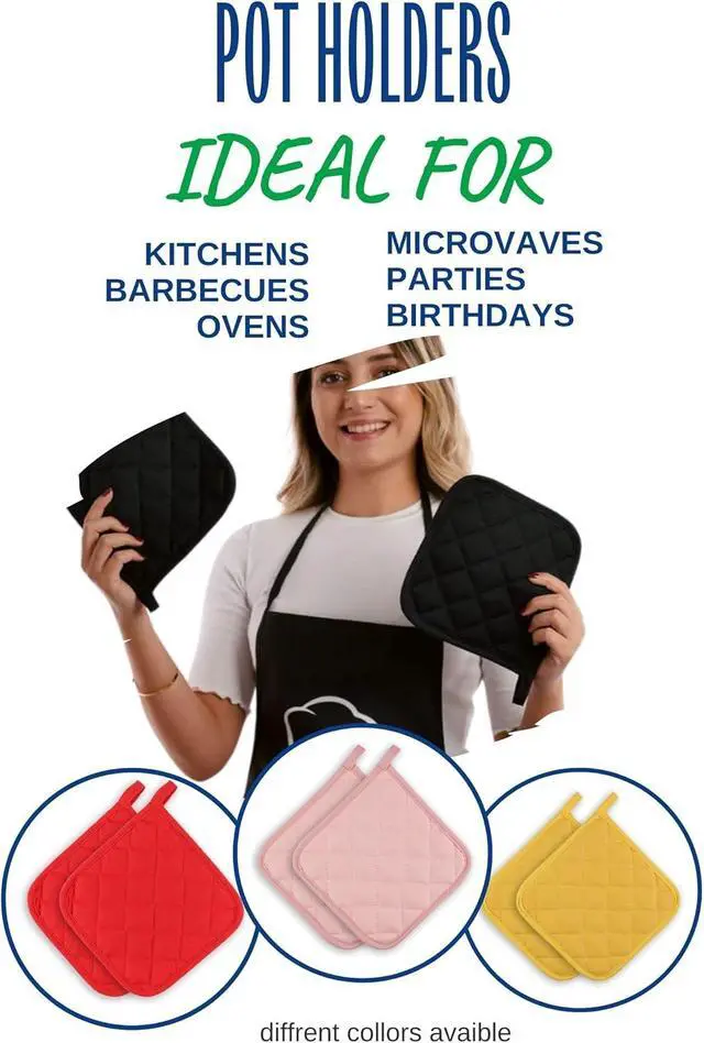 Alt view image 4 of 6 - Thermo Heat-Resistant Pot Holders (2 Pieces) - Superior Protection, Stylish Design | 482°F Heat Resistance, Non-Flammable Fabric-Versatile (Black)