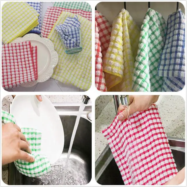 Alt view image 6 of 7 - Cotton Dish Rags Dish Cloths For Washing Dishes, 8Pack,11.8x11.8, Blue | Terry Cloth Wash Rags For Cleaning House, Light Dish Towels Tor Kitchen Drying Dishes, Soft Kitchen Washcloths