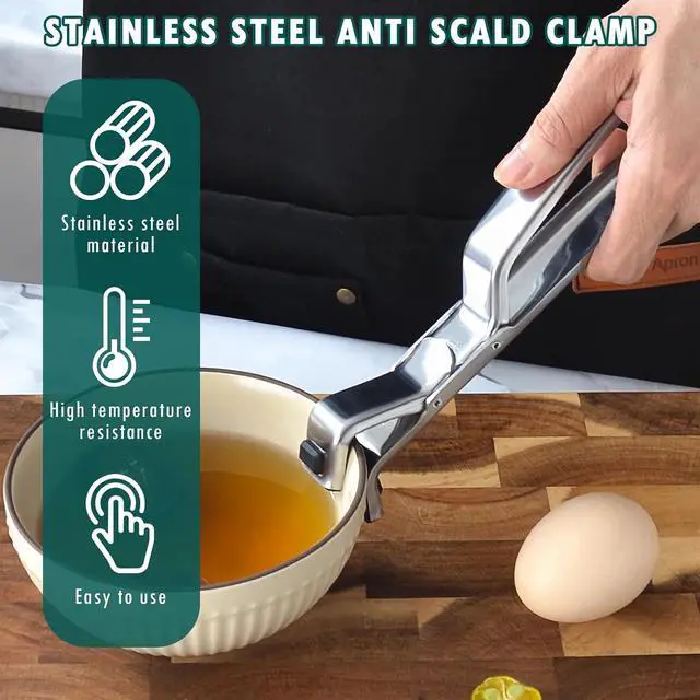 Alt view image 2 of 7 - 2PCS Stainless Steel Hot Plate Gripper Clips - Multi-Purpose Hot Bowl Dish Plate Gripper Clips Tongs Clamp Holder for Oven, Air Fryer, Steamer, Pots & Bowls, Non-Slip Design