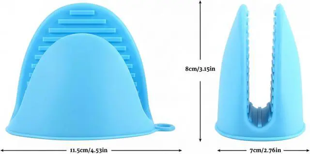 Alt view image 2 of 7 - 2 Pairs (Blue & Green),Mini Silicone Oven Gloves, Mini Finger Protector Pot Holder for Kitchen,Cooking,Baking,BBQHeat Resistant Glovescan be Washed in the Dishwasher