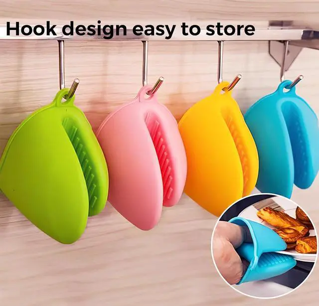 Alt view image 4 of 7 - 1 Pair Pink,Mini Silicone Oven Gloves, Mini Finger Protector Pot Holder for Kitchen,Cooking,Baking,BBQHeat Resistant Glovescan be Washed in the Dishwasher
