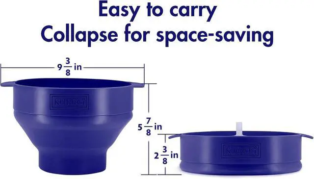 Alt view image 3 of 7 - The Original Korcci Microwaveable Silicone Popcorn Popper, Microwave Popcorn Popper, Collapsible Microwave Popcorn Maker Bowl, No Oil Required, Use In Microwave, Dishwasher Safe (Blue)