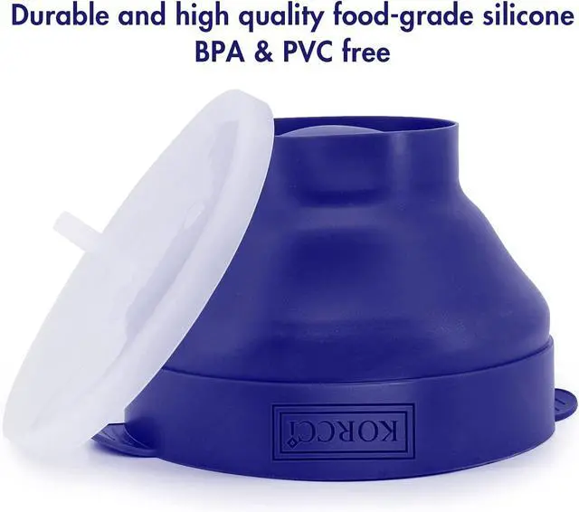 Alt view image 6 of 7 - The Original Korcci Microwaveable Silicone Popcorn Popper, Microwave Popcorn Popper, Collapsible Microwave Popcorn Maker Bowl, No Oil Required, Use In Microwave, Dishwasher Safe (Blue)