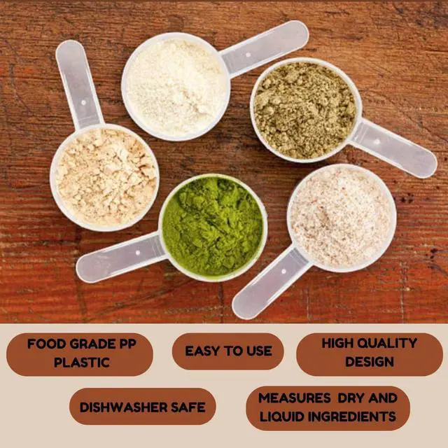 Alt view image 2 of 7 - Plastic Measuring Scoop, (148 cc | .625 Cup | 5 oz. | 148 mL) Long Handle Spoons for Powders, Granules, Coffee, Pet Food, Baking Supplies, Protein and Other Dry Goods, BPA Free (Set of 1)