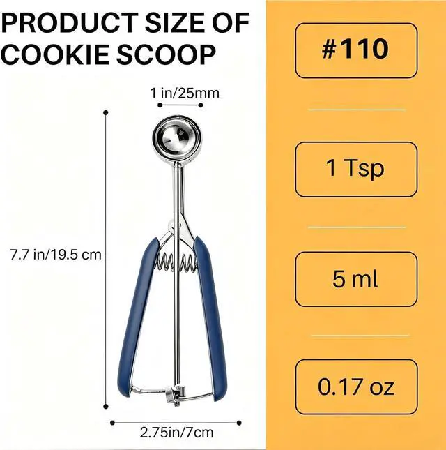Alt view image 2 of 7 - JUNADAEL J Mini Cookie Scoop 1 Tsp, 1/3 Tbsp Cookie Scoop for Baking, Mini Ice Cram Scoop, Melon Baller Scoop, Blue Handle, Non-Slip, For Making Cookies Muffin Cupcake Ice Cream Meatball