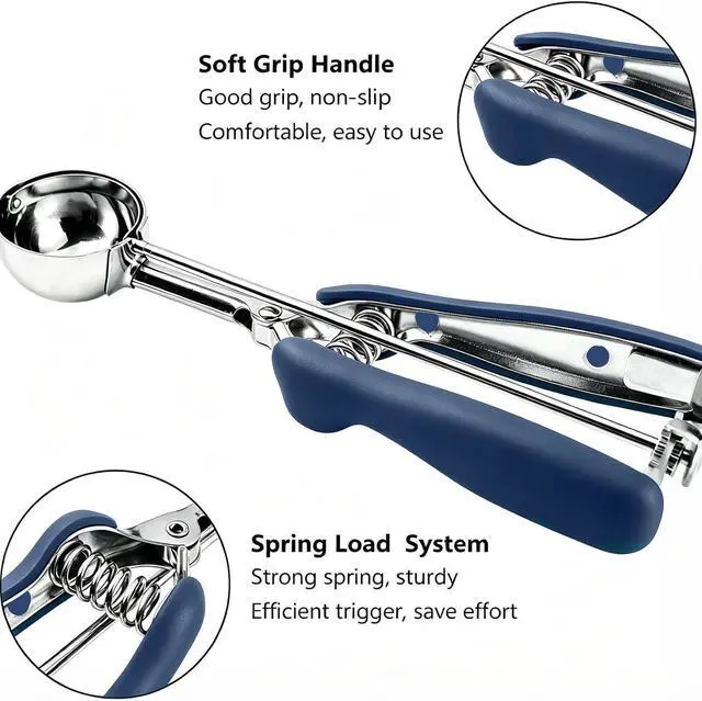 Alt view image 4 of 7 - JUNADAEL J Mini Cookie Scoop 1 Tsp, 1/3 Tbsp Cookie Scoop for Baking, Mini Ice Cram Scoop, Melon Baller Scoop, Blue Handle, Non-Slip, For Making Cookies Muffin Cupcake Ice Cream Meatball