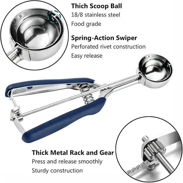 Alt view image 5 of 7 - JUNADAEL J Mini Cookie Scoop 1 Tsp, 1/3 Tbsp Cookie Scoop for Baking, Mini Ice Cram Scoop, Melon Baller Scoop, Blue Handle, Non-Slip, For Making Cookies Muffin Cupcake Ice Cream Meatball
