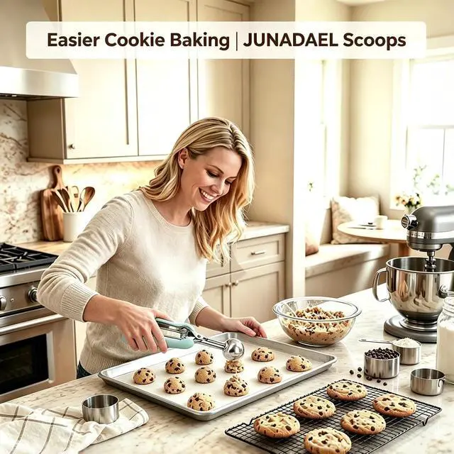 Alt view image 6 of 7 - JUNADAEL J Mini Cookie Scoop 1 Tsp, 1/3 Tbsp Cookie Scoop for Baking, Mini Ice Cram Scoop, Melon Baller Scoop, Blue Handle, Non-Slip, For Making Cookies Muffin Cupcake Ice Cream Meatball