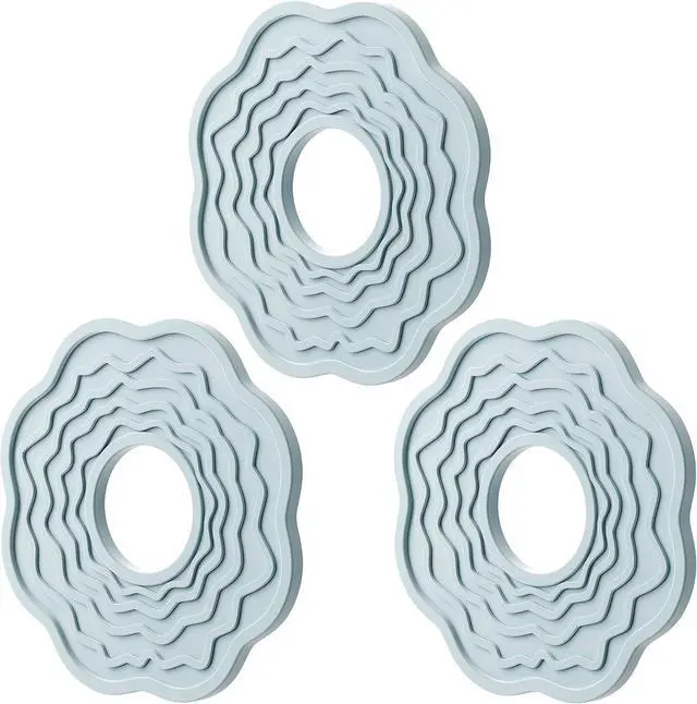 Main image of Blue Silicone Trivets for Hot Dishes, Hot Pads and Pot Holders, Set of 3 | Food-grade silicone, non-toxic kitchen hot pads for hot pots, pans, bowls and tables; soft gray blue decor