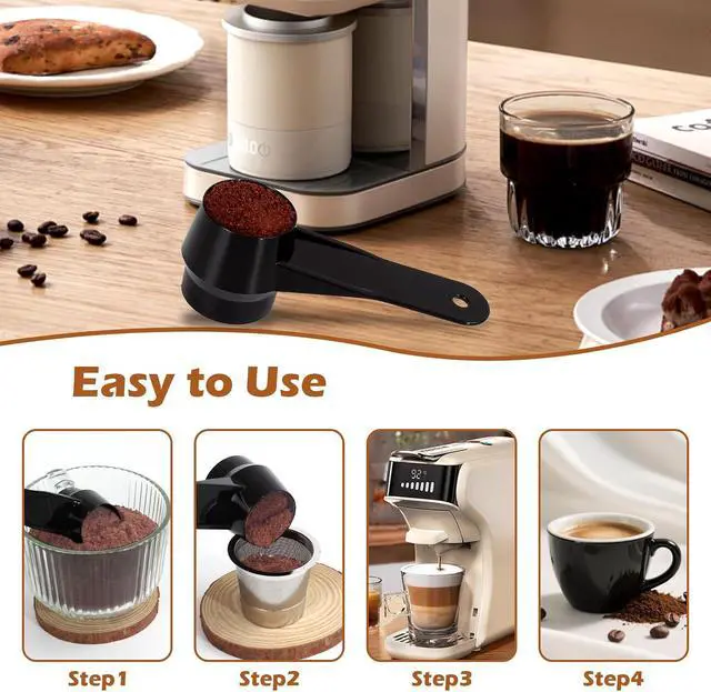 Alt view image 3 of 7 - Coffee Scoop for Reusable K Cup Refillable Coffee Pods, 2 Tablespoon Capacity, Scoop for Ground Coffee, Protein Powder, Tea(Black,1Pack)