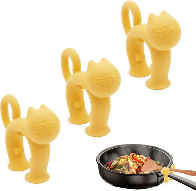 Main image of Non-Slip Silicone Spoon Rest - 3 Pcs Cat Shaped Spatula Rack for Pot, Anti-Scalding Adjustable Cute Kitten Utensil Holder, Boil Over Spill Stopper, Funny Kitchen Cooking Gadget