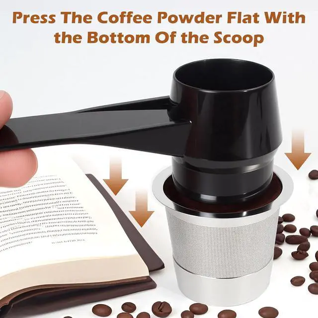 Alt view image 6 of 7 - Coffee Scoop for Reusable K Cup Refillable Coffee Pods, 2 Tablespoon Capacity, Scoop for Ground Coffee, Protein Powder, Tea(Black,1Pack)
