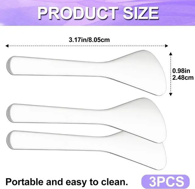 Alt view image 2 of 7 - Pndeyo 3pcs Mini Stainless Steel Makeup Spatula, D Style, Silver | Reusable, 3.17×0.98in, Cosmetic Cream Spatulas Spoon, Skincare Scoop, for Mixing and Sampling Face Eye Cream