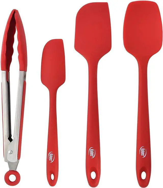 Main image of Kaluns Silicone Spatula Set 4 Pcs Rubber Spatulas Silicone Heat Resistant 600°F, Spatulas for Nonstick Cookware, Seamless Design with Stainless Steel Core, Dishwasher Safe, Bonus Tongs Included