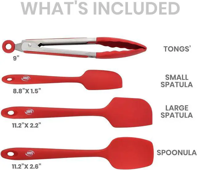 Alt view image 2 of 7 - Kaluns Silicone Spatula Set 4 Pcs Rubber Spatulas Silicone Heat Resistant 600°F, Spatulas for Nonstick Cookware, Seamless Design with Stainless Steel Core, Dishwasher Safe, Bonus Tongs Included