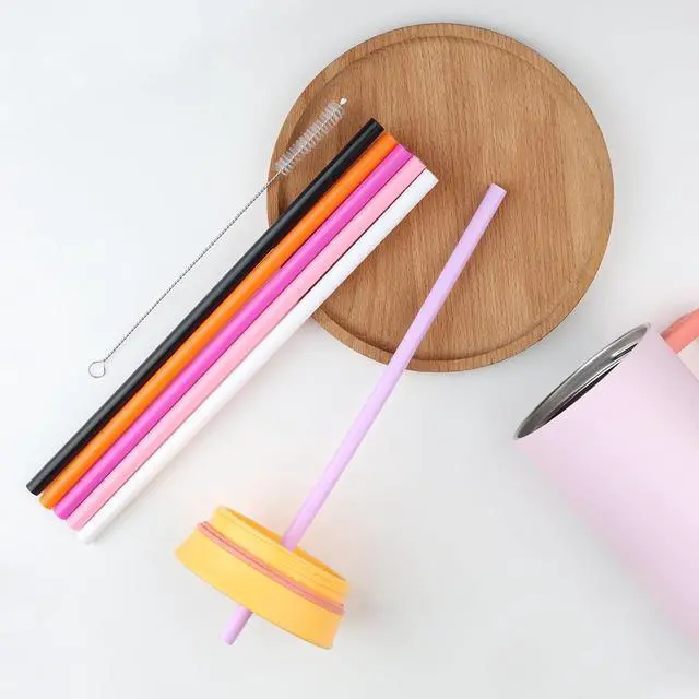 Alt view image 5 of 7 - 12 Inch Reusable Replacement Straws Compatible with Simple Modern Tumblers-40 Oz Tumbler Straw Replacement For Iron flask Cup-6 Pack Multicolor Straws, 1 Cleaning Brush