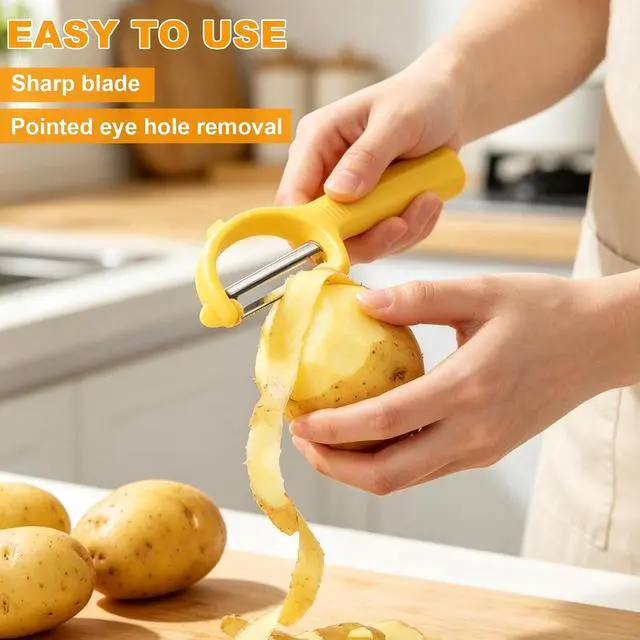 Alt view image 3 of 7 - 2PCS Vegetable Fruit Peeler & Y Potato Peeler | Ultra-Sharp Stainless Steel Blade Non-Slip Handle, Multifunctional Potato Peeler for Kitchen Perfect for Veggie,Carrot, Apple