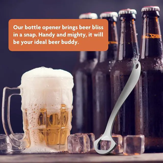 Alt view image 3 of 6 - Heavy-Duty Beer Bottle Opener for Home and Bar Bartender | Easy Pop Cap, Zinc Alloy Metal with Smooth Surface, Comfortable Grip, Gift Packaging Included