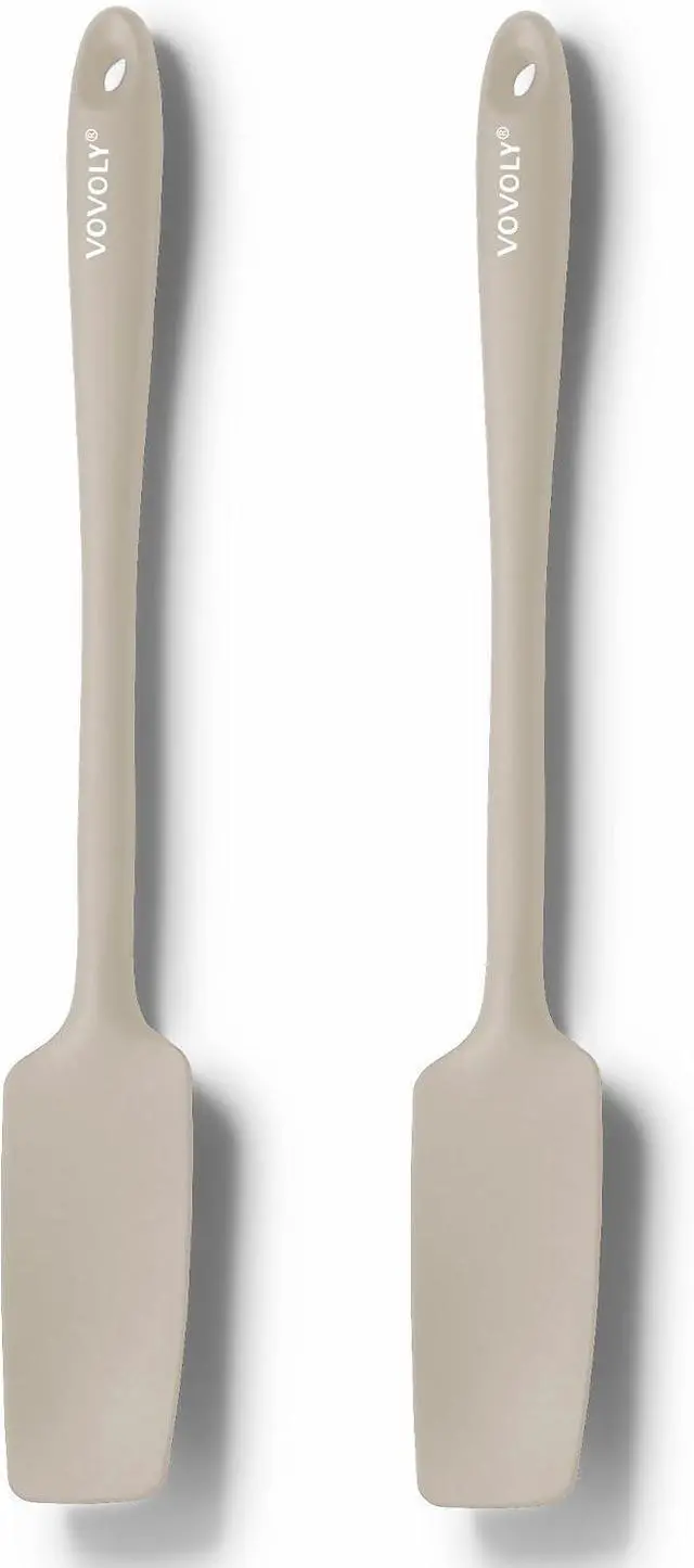 Main image of 2-Pack Silicone Small Jar Spatulas with Long Handle, Upgraded Heat Resistant Spatula for Non Stick Cookware, Seamless Design, Stainless Steel Core, BPA Free Spoonula, Khaki