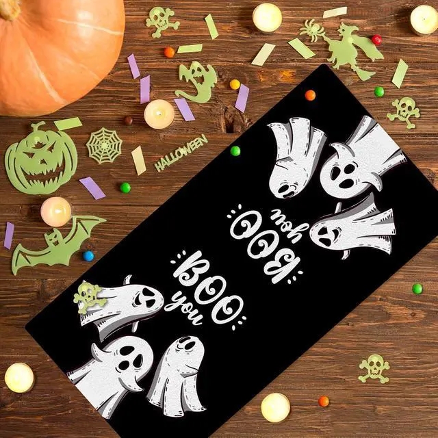 Alt view image 3 of 7 - 4 Pcs Halloween Kitchen Towels Funny Hand Towels for Bathroom | 16x24 Inch Spooky Boo Ghost Dish Cloths Pumpkin Bat Ghost Halloween Bathroom Decortions Housewarming Gift for Home Wall Decor