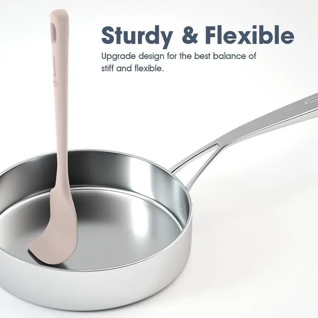 Alt view image 4 of 7 - ChefAide 5 Pieces Silicone Spatula Set, Food Grade Rubber Spatula, Upgrade Strong Handle with Ergonomic Grip, Heat Resistant Up to 600°F for Nonstick Cookware, Cooking