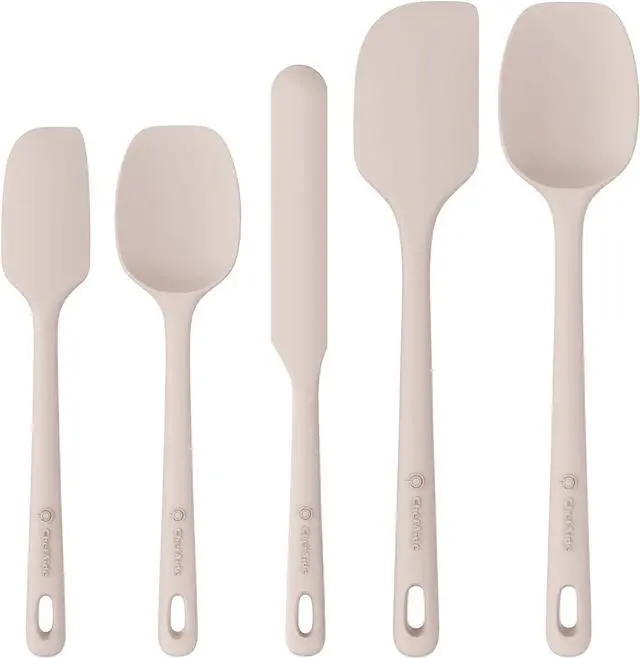Main image of ChefAide 5 Pieces Silicone Spatula Set, Food Grade Rubber Spatula, Upgrade Strong Handle with Ergonomic Grip, Heat Resistant Up to 600°F for Nonstick Cookware, Cooking