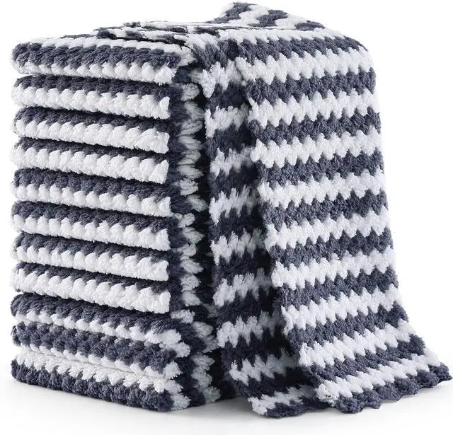 Main image of Homaxy 12 Pack Coral Velvet Dish Cloths, 7 x 9 inches, Dark Grey | Ultra Soft and Absorbent Dish Towels, Reusable Fast Drying Microfiber Cleaning Cloth, No-lint