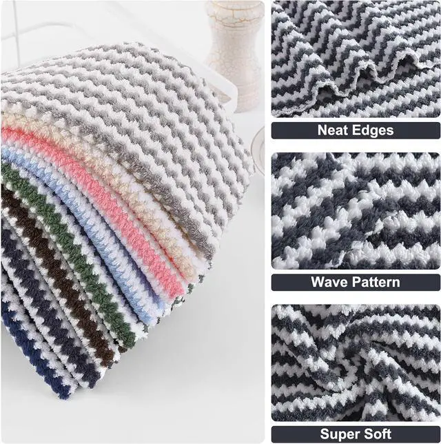 Alt view image 3 of 7 - Homaxy 12 Pack Coral Velvet Dish Cloths, 7 x 9 inches, Dark Grey | Ultra Soft and Absorbent Dish Towels, Reusable Fast Drying Microfiber Cleaning Cloth, No-lint