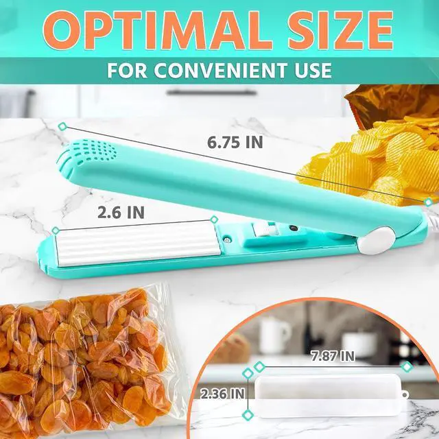 Alt view image 2 of 7 - Heat Sealer for Food Bags, Mini Sealing Machine with Cable, Corded | Seals Different Bag Types Fast, 6.75 x 2.3 Inch Compact Body | Lightweight, Easy to Use Sealer for Home and Commercial Use