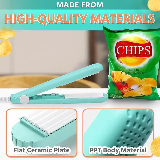 Alt view image 3 of 7 - Heat Sealer for Food Bags, Mini Sealing Machine with Cable, Corded | Seals Different Bag Types Fast, 6.75 x 2.3 Inch Compact Body | Lightweight, Easy to Use Sealer for Home and Commercial Use
