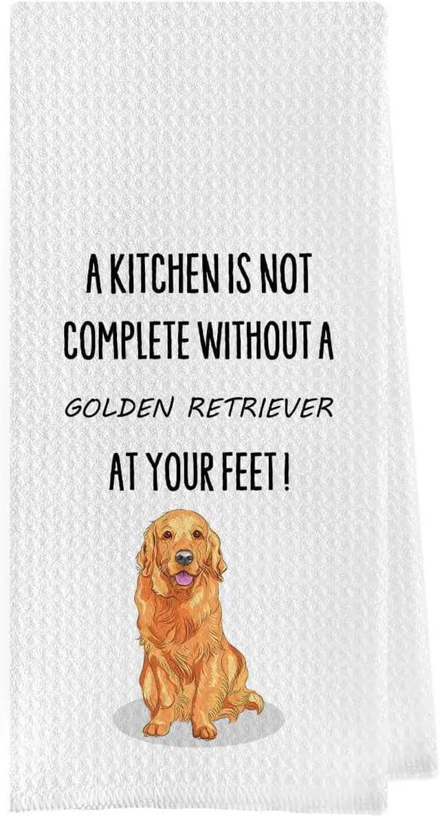Main image of Golden Retriever Dish Towels - Golden Retriever Gifts Decorative Waffle Weave Kitchen Towels, Hand Towel, Tea Towel (16×24 Inches)