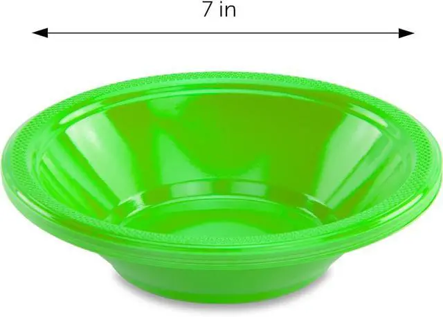 Alt view image 2 of 5 - DecorRack 24 Lime Green Plastic Bowls, 7 in Disposable 12 oz Bowl