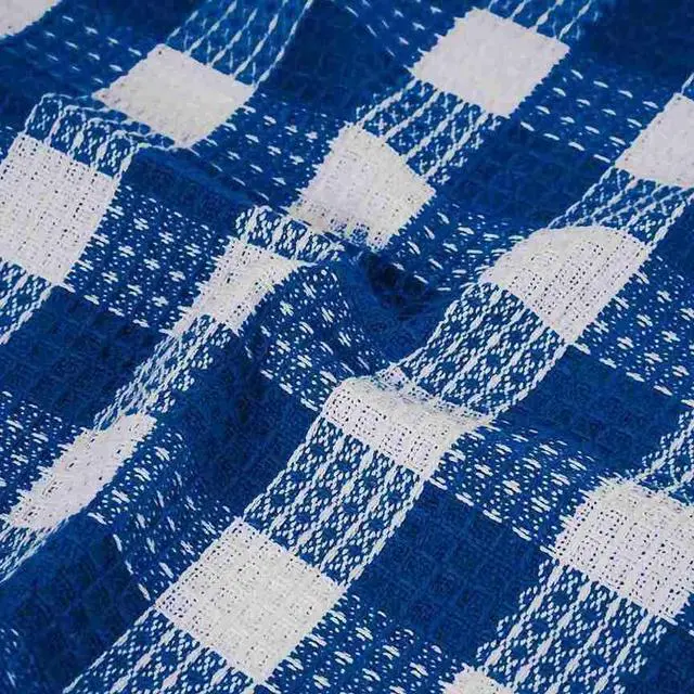 Alt view image 7 of 7 - Blue Needles Set of 6 Waffle Weave Check Plaid Dish Cloths, 12x12 Inches 100% Cotton Dish Towels for Kitchen, Ultra Soft & Absorbent Kitchen Towels for Quick Drying Spring Summer - Sky Blue & White