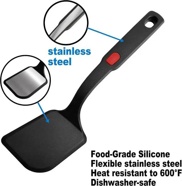Alt view image 2 of 7 - 2 Piece Silicone Pancake Spatula Turner | 600°F Heat Resistant Spatulas for Nonstick Cookware,Large Kitchen Cooking Utensils Set for Egg,Pancake,Burger