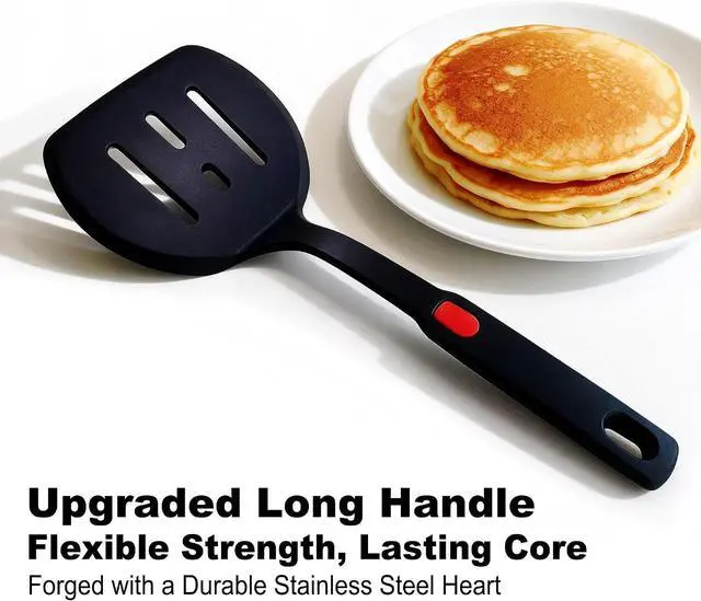 Alt view image 3 of 7 - 2 Piece Silicone Pancake Spatula Turner | 600°F Heat Resistant Spatulas for Nonstick Cookware,Large Kitchen Cooking Utensils Set for Egg,Pancake,Burger