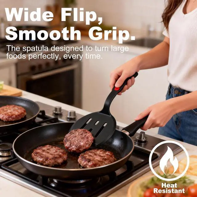 Alt view image 4 of 7 - 2 Piece Silicone Pancake Spatula Turner | 600°F Heat Resistant Spatulas for Nonstick Cookware,Large Kitchen Cooking Utensils Set for Egg,Pancake,Burger