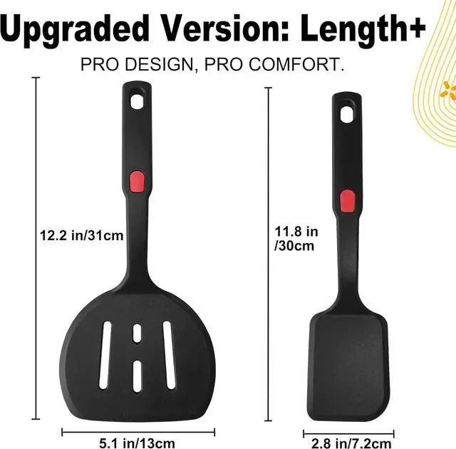 Alt view image 5 of 7 - 2 Piece Silicone Pancake Spatula Turner | 600°F Heat Resistant Spatulas for Nonstick Cookware,Large Kitchen Cooking Utensils Set for Egg,Pancake,Burger