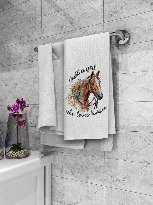 Alt view image 3 of 6 - Dibor Horse Western Kitchen Towels, Gifts for Horse Lovers Dish Towels Dishcloth, Cowboy Animals Flowers Horses Hand Tea Towel for Bathroom Kitchen, 16x24 Inches