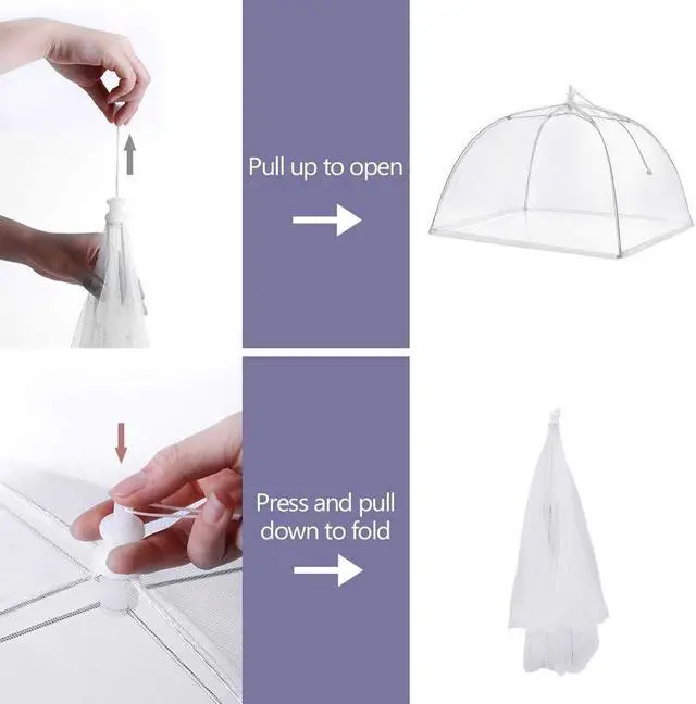 Alt view image 3 of 7 - (3Pack) Pop-up Picnic Food Tent Covers, 17x17Inch Foldable Mesh Screen Food Covers for Outdoors, Reusable Food Cover Net Keep Out Flies, Mosquitoes