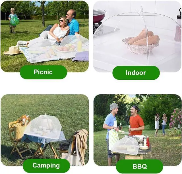 Alt view image 5 of 7 - (3Pack) Pop-up Picnic Food Tent Covers, 17x17Inch Foldable Mesh Screen Food Covers for Outdoors, Reusable Food Cover Net Keep Out Flies, Mosquitoes