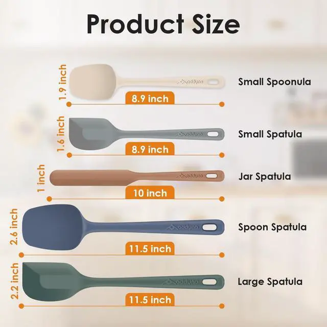 Alt view image 2 of 7 - 5-Piece Silicone Spatula Set, 446°F Heat Resistant Kitchen Spatulas for Cooking & Baking, BPA-Free Food Grade Silicone, Reinforced Inner Core, Non-Scratch Flexible & Dishwasher Safe, Neutral