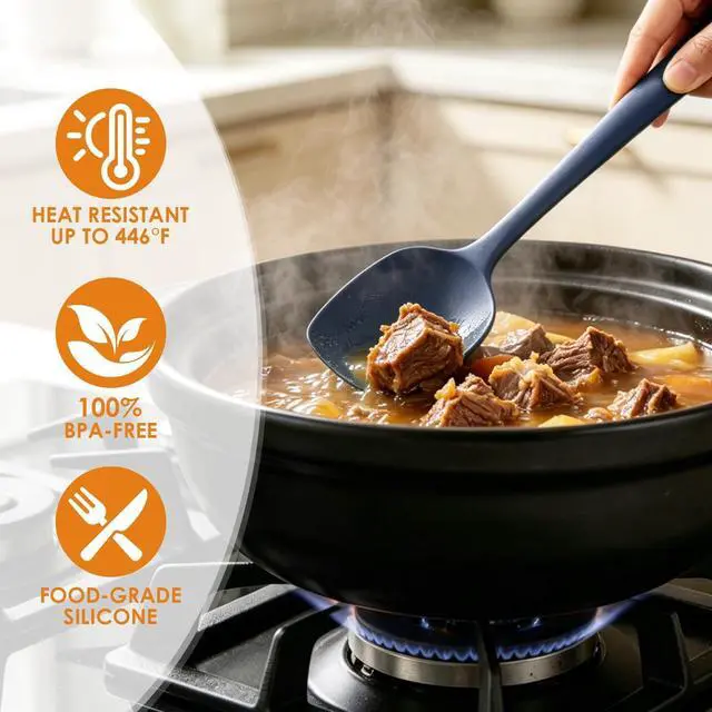 Alt view image 4 of 7 - 5-Piece Silicone Spatula Set, 446°F Heat Resistant Kitchen Spatulas for Cooking & Baking, BPA-Free Food Grade Silicone, Reinforced Inner Core, Non-Scratch Flexible & Dishwasher Safe, Neutral