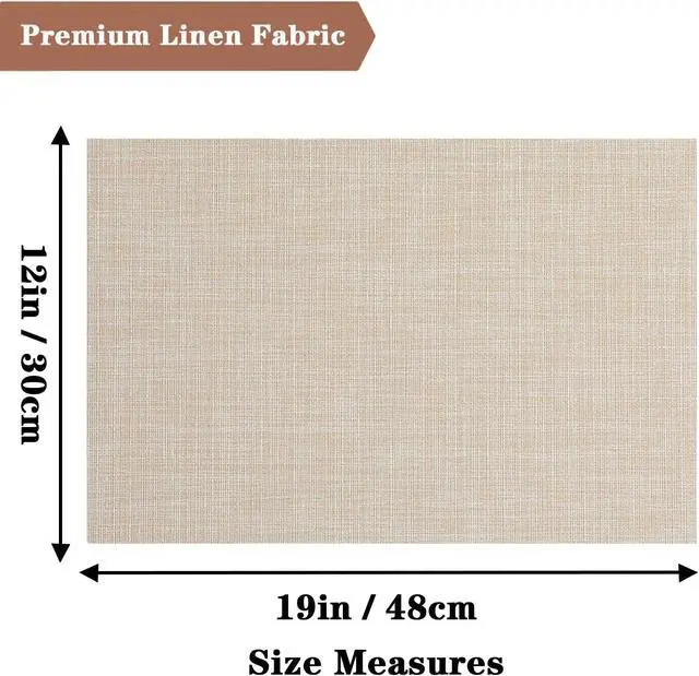 Alt view image 3 of 7 - Beige Placemats Set of 2 - Heat-Resistant, Non-Slip Table Mats | 2Pcs Washable Durable Woven Vinyl for Indoor & Outdoor Dining Place mats
